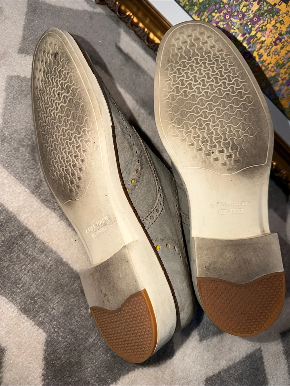 Men’s 11.5 Cole haan gray perforated suede oxfords